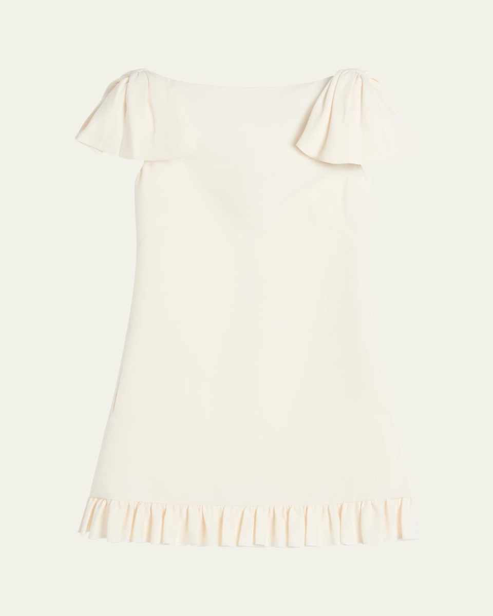 Ruffle Sleeve Wool Mini Dress